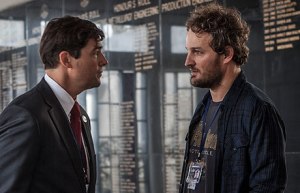 CIA agent Dan (Jason Clarke) arguing with his and Maya's boss, Joseph (Kyle Chandler), as he tries to help Maya in anyway he can. 