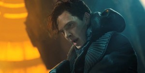 The villain, John Harrison (Benedict Cumberbatch), fighting against his adversaries who are out to kill him.