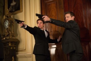 Ethan Hunt (Tom Cruise) and William Brandt (Jeremy Renner) working together to uncover the Syndicate.