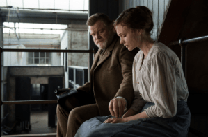 Maud being counselled in custody by Inspector Arthur Steed (Brendan Gleeson).