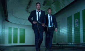 Mike Banning (Gerard Butler) running through the evacuated London underground trying to get President Asher (Aaron Eckhart) to safety.