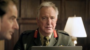Lieutenant General Frank Benson (Alan Rickman) listening to the arguments for and against launching a drone strike, while waiting for permission to launch it.