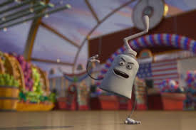 The villainous Il Douche (Nick Kroll), stomping around the supermarket. Il Douche is furious with Frank and wants revenge as he blames Frank for his deformed appearance.