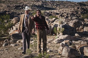 Tony (Jake Gyllenhaal, who also plays Edward) and detective Bobby (Michael Shannon) in the rocky plains in the middle of nowhere in Texas, searching for the scene of the crime.