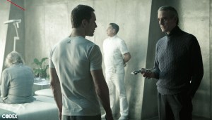 Rikkin (Jeremy Irons, left) telling Cal (Michael Fassbender) about the purpose of his institution.